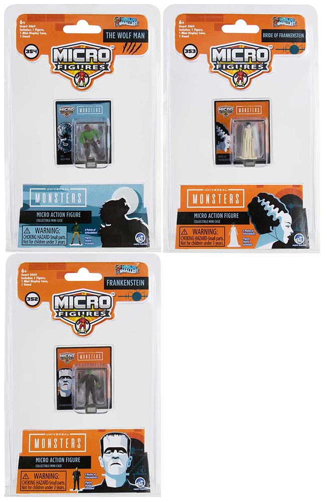 World’s Smallest Universal Monsters Micro Figures- (Complete set of 3)