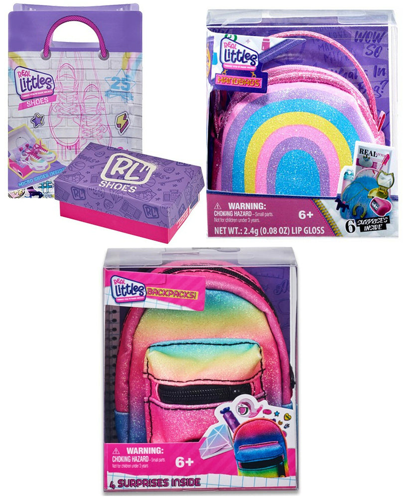  REAL LITTLES - Micro Backpack - 3 Pack with 18 Stationary  Surprises Inside! - Styles May Vary : Clothing, Shoes & Jewelry