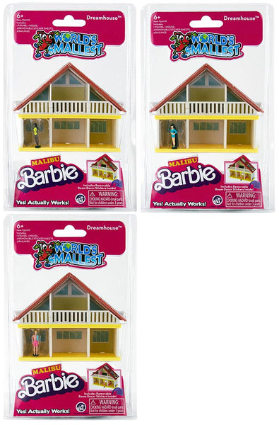 Super Impulse World's Smallest Barbie Bundle: Barbie's Malibu Dreamhouse, Barbie Fashion Case, and Barbie Polaroid Camera with Exclusive Drawstring